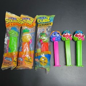 4 Sourz Pez Dispensers Pineapple Grapes Apple & Watermelon Pez